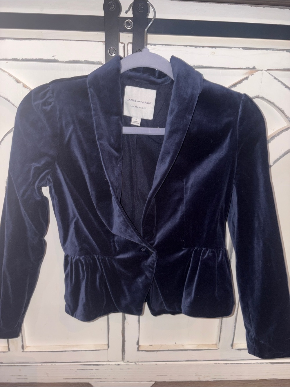 Janie and Jack Navy Velvet Peplum Blazer